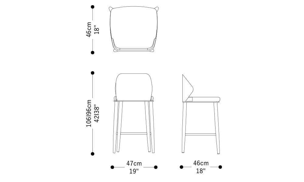 Image of the main dimensions of the product